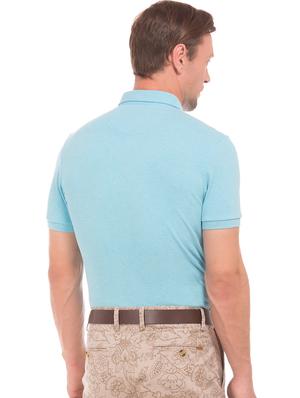 blue solid collared t-shirt - 17704563 - Standard Image - 3