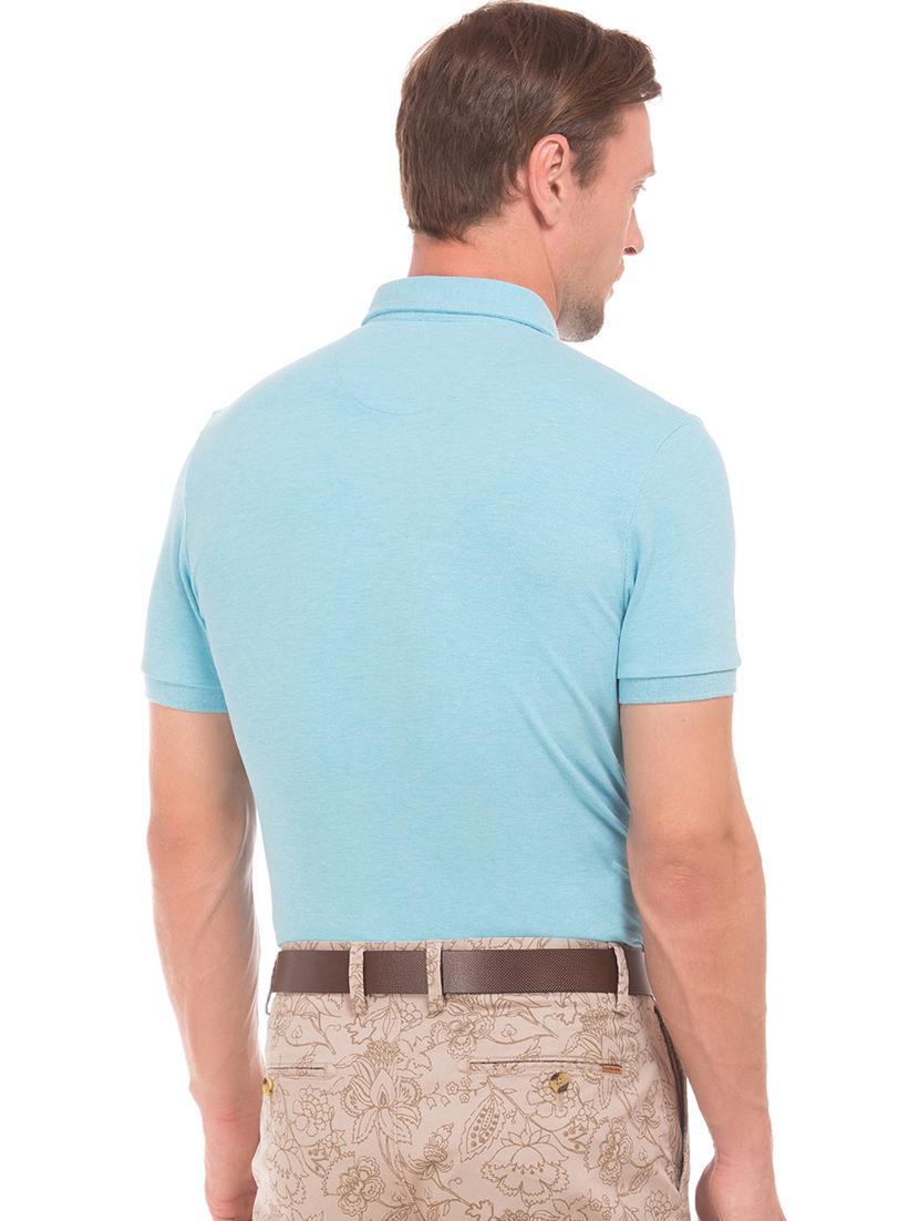 blue solid collared t-shirt - 17704563 - Zoom Image - 3