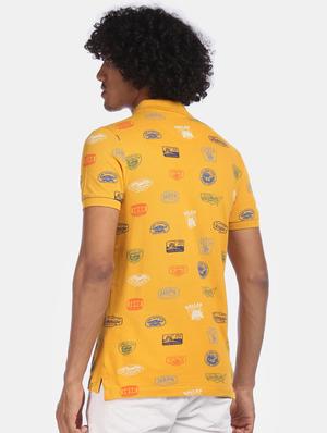 yellow printed polo t-shirt - 17706224 - Standard Image - 2
