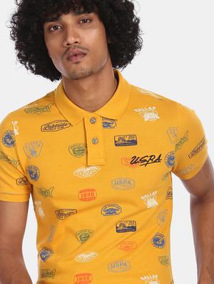 yellow printed polo t-shirt - 17706224 - Standard Image - 4