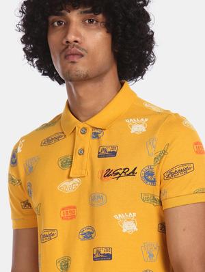 yellow printed polo t-shirt - 17706224 - Standard Image - 5