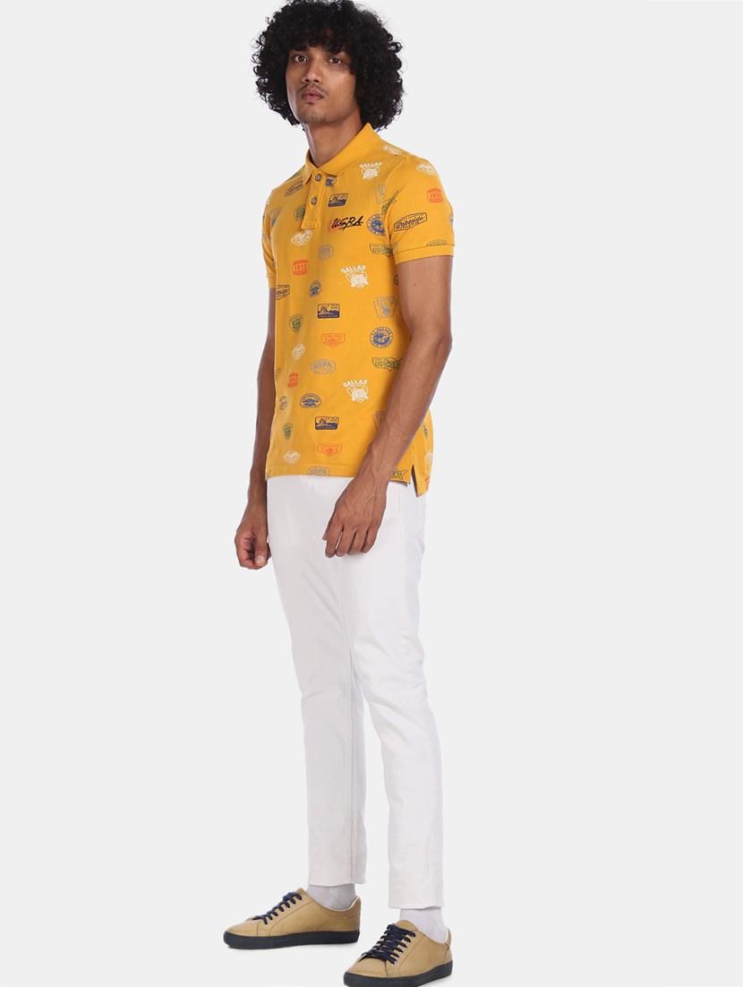 yellow printed polo t-shirt - 17706224 - Zoom Image - 3