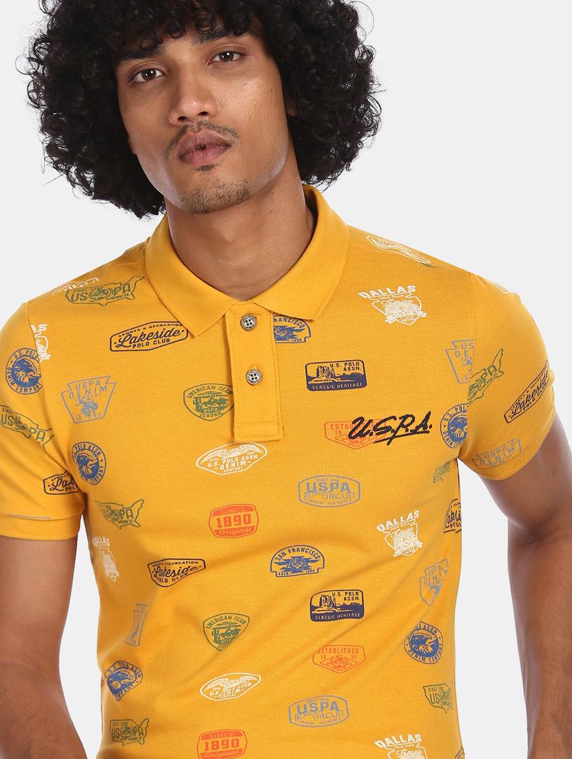 yellow printed polo t-shirt - 17706224 - Zoom Image - 4