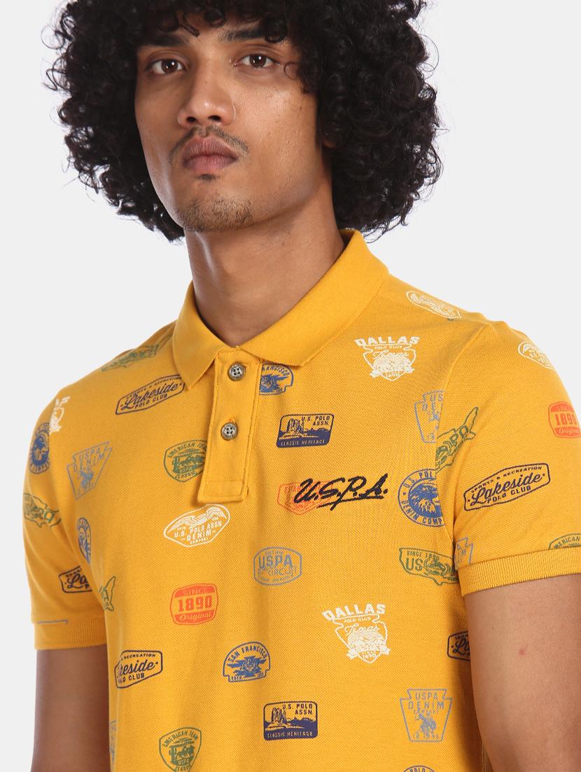 yellow printed polo t-shirt - 17706224 - Zoom Image - 5