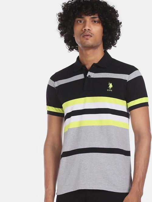 black striped polo t-shirt - 17706400 - Standard Image - 1