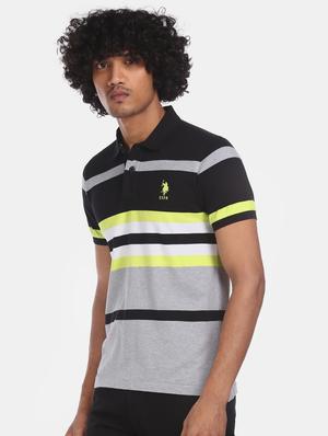 black striped polo t-shirt - 17706400 - Standard Image - 2