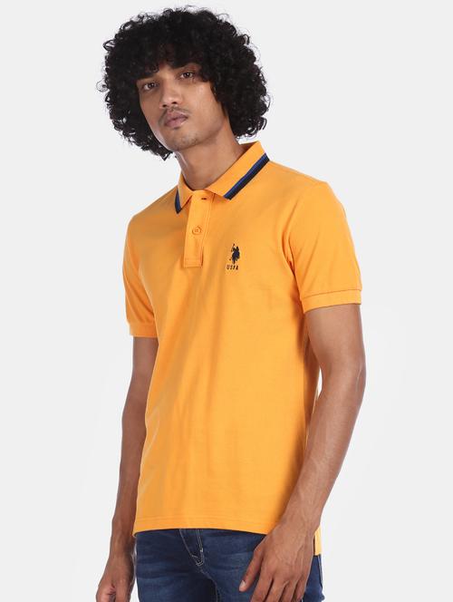 yellow solid polo t-shirt - 17706615 - Standard Image - 1