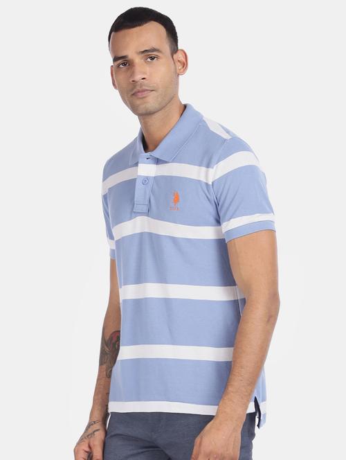 blue striped polo t-shirt - 17706757 - Standard Image - 1