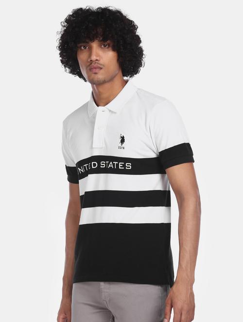 white color block polo t-shirt - 17706864 - Standard Image - 1