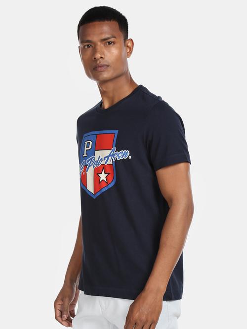 navy blue printed t-shirt - 17707121 - Standard Image - 1
