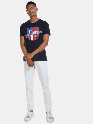 navy blue printed t-shirt - 17707121 - Standard Image - 3