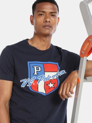 navy blue printed t-shirt - 17707121 - Standard Image - 4