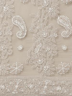 ada hand-embroidered grey chikankari saree with blouse - 17707256 - Standard Image - 3