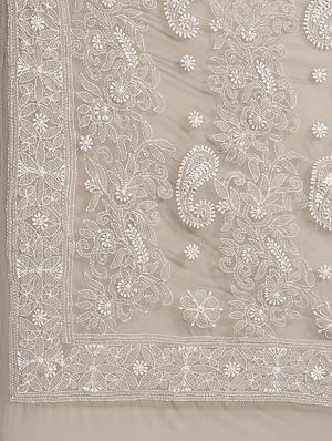 ada hand-embroidered grey chikankari saree with blouse - 17707256 - Standard Image - 4