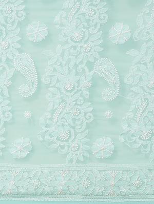 ada hand-embroidered green chikankari saree with blouse - 17707258 - Standard Image - 3