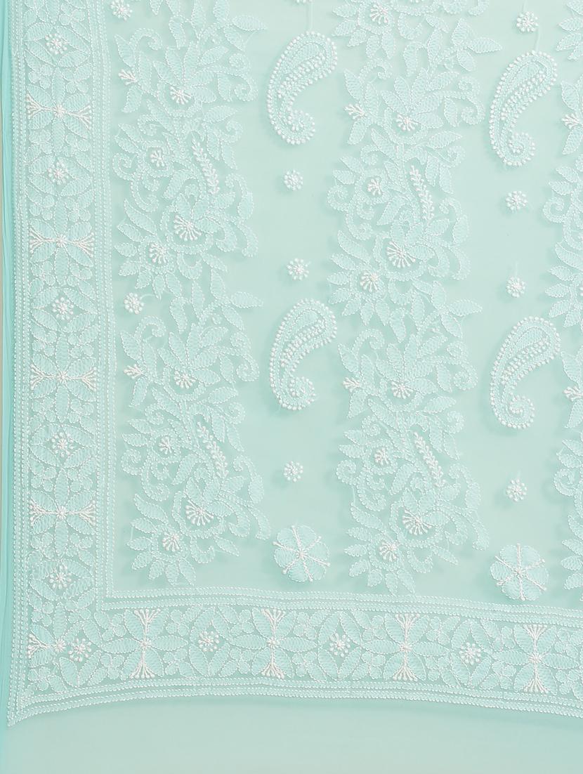 ada hand-embroidered green chikankari saree with blouse - 17707258 - Zoom Image - 4