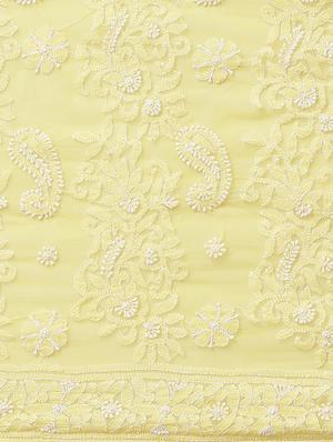 ada hand-embroidered yellow chikankari saree with blouse - 17707259 - Standard Image - 3