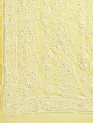 ada hand-embroidered yellow chikankari saree with blouse - 17707259 - Standard Image - 4