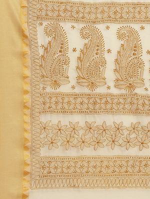 ada hand-embroidered beige chikankari saree with blouse - 17707263 - Standard Image - 4