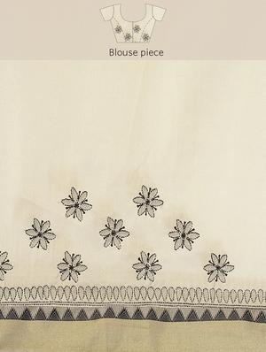 ada hand-embroidered beige chikankari saree with blouse - 17707264 - Standard Image - 6