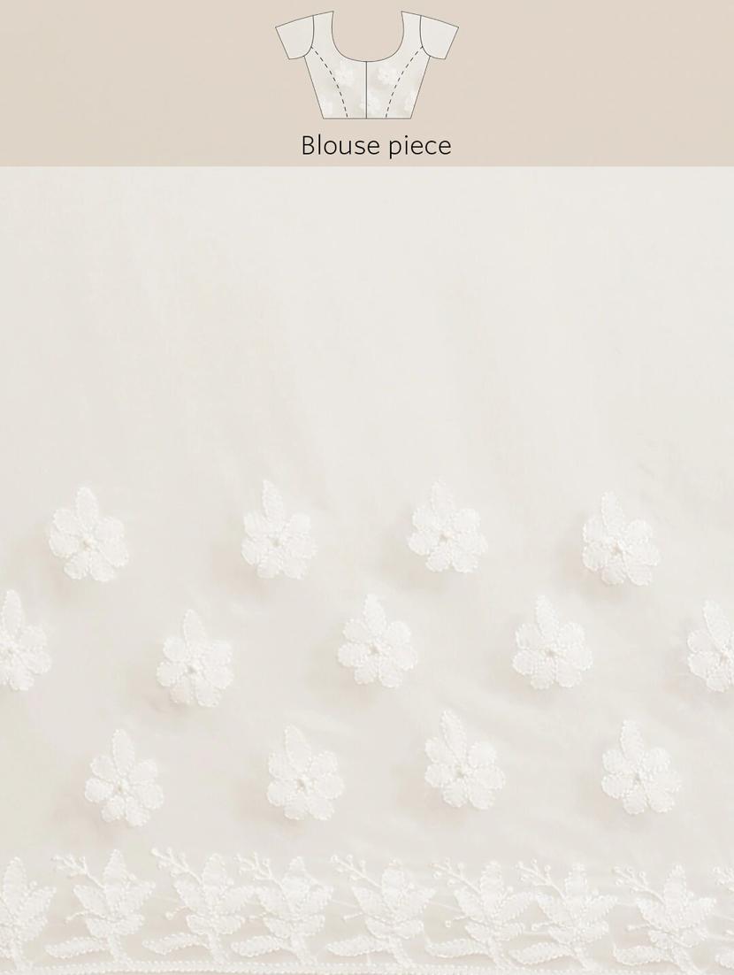 ada hand-embroidered white chikankari saree with blouse - 17707265 - Zoom Image - 6
