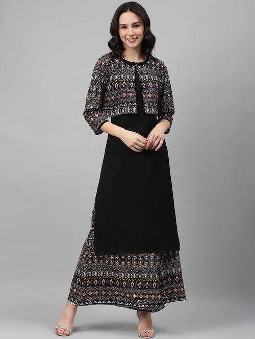 black rayon kurta palazzo set - 17707273 - Very Small Image - 1