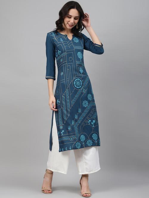 printed kurta pant set - 17707305 - Very Small Image - 1