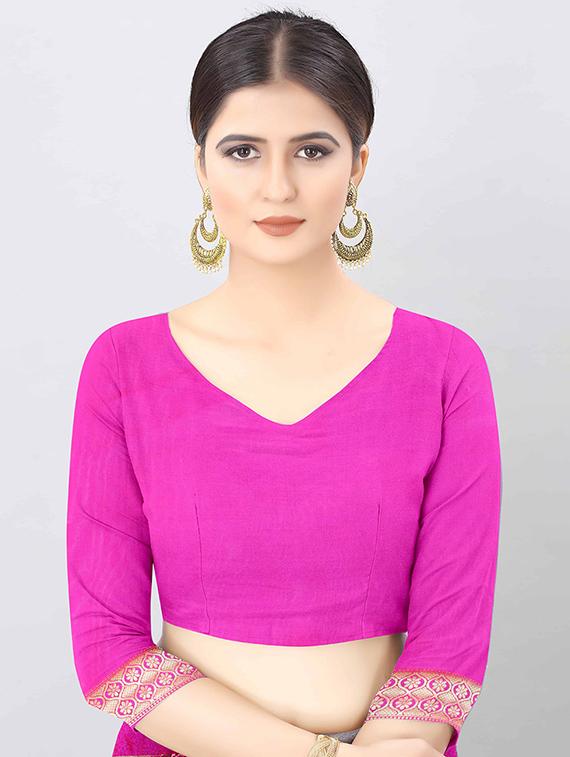 zari work banarasi saree with blouse - 17707334 - Zoom Image - 4