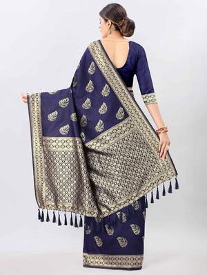 zari work banarasi saree with blouse - 17707337 - Standard Image - 2