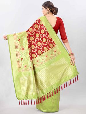 zari work kanjivaram saree with blouse - 17707345 - Standard Image - 2