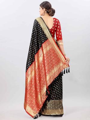 zari work banarasi saree with blouse - 17707349 - Standard Image - 2