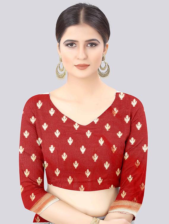 zari work banarasi saree with blouse - 17707349 - Zoom Image - 4