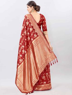 self design kanjivaram saree with blouse - 17707352 - Standard Image - 2