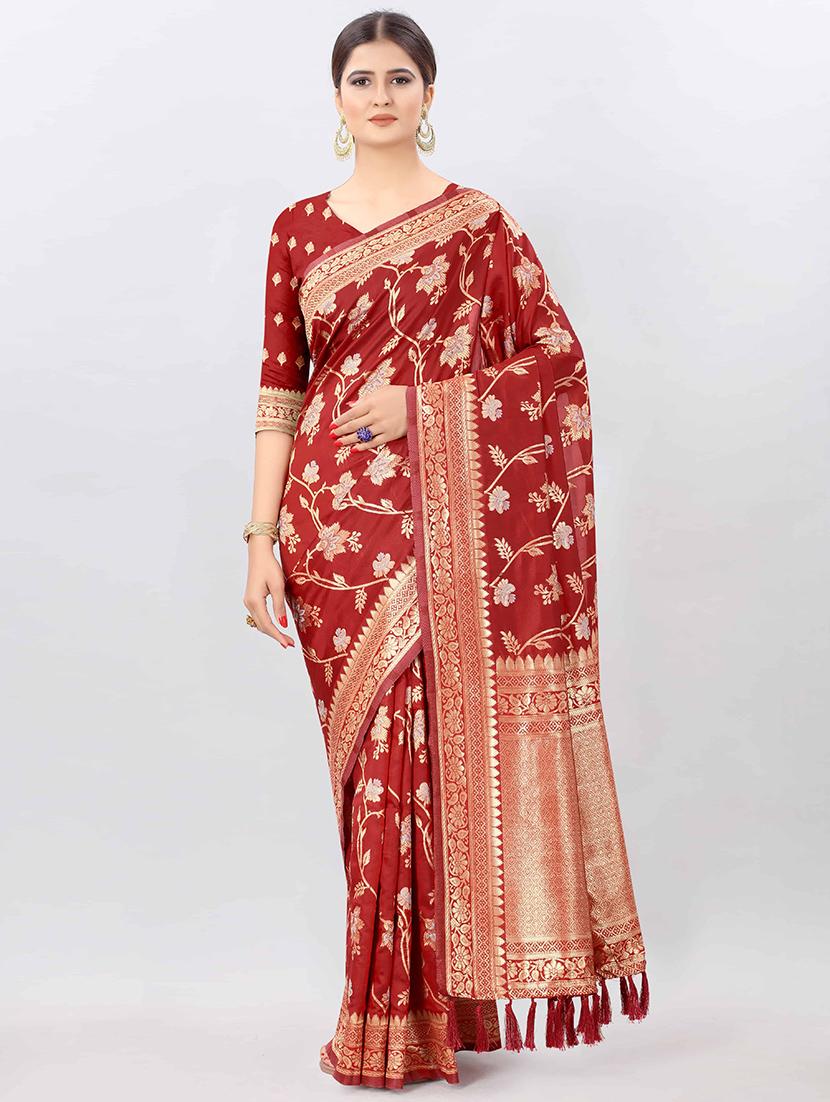 self design kanjivaram saree with blouse - 17707352 - Zoom Image - 1
