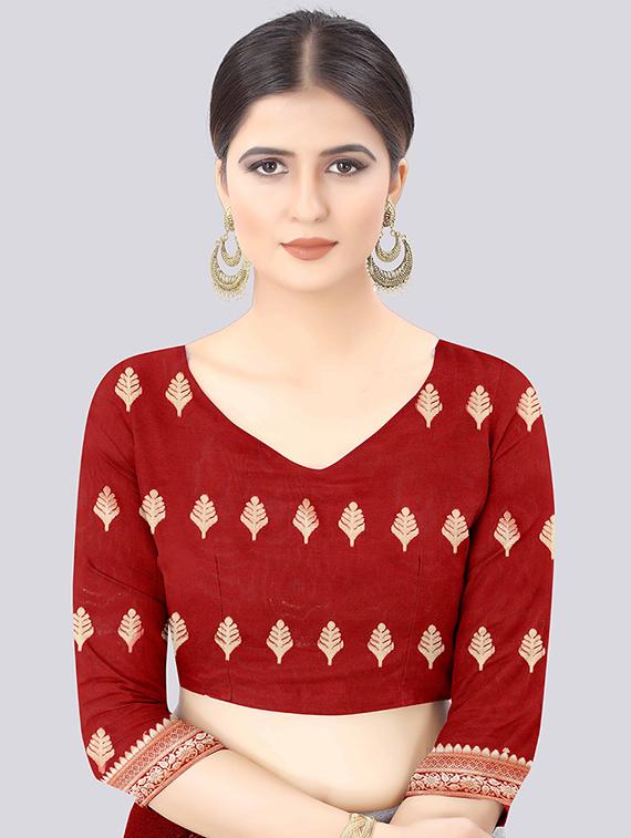 self design kanjivaram saree with blouse - 17707352 - Zoom Image - 4