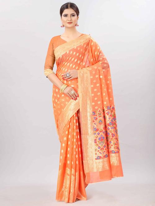 ethnic motifs woven saree with blouse - 17707358 - Standard Image - 1