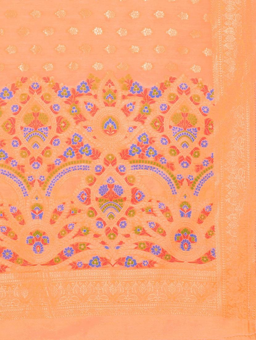 ethnic motifs woven saree with blouse - 17707358 - Zoom Image - 3