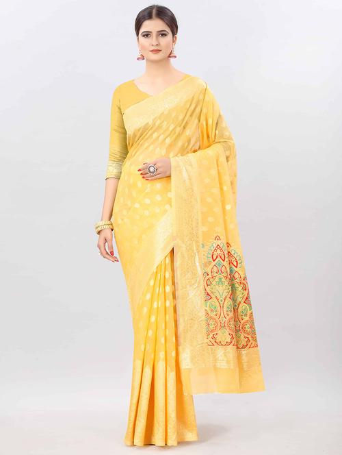 ethnic motifs woven saree with blouse - 17707359 - Standard Image - 1