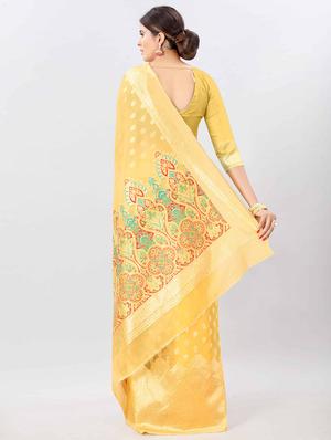 ethnic motifs woven saree with blouse - 17707359 - Standard Image - 2