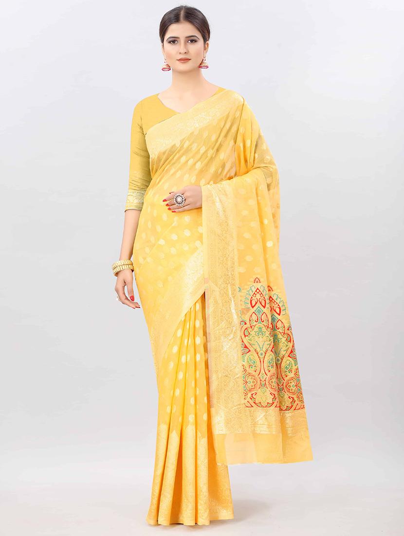 ethnic motifs woven saree with blouse - 17707359 - Zoom Image - 1