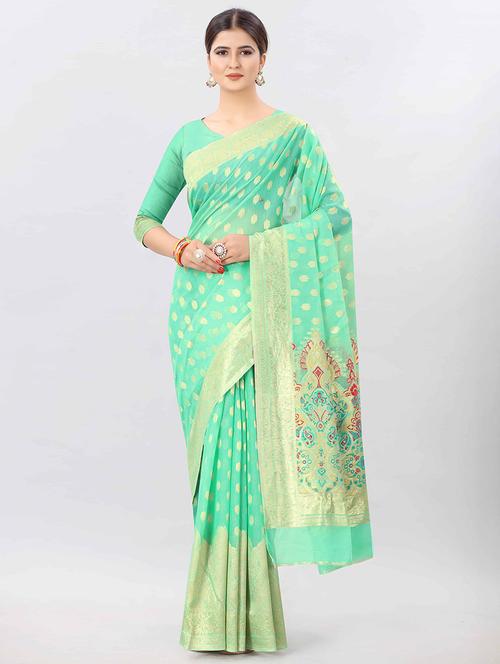 ethnic motifs woven saree with blouse - 17707360 - Standard Image - 1