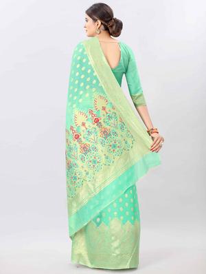 ethnic motifs woven saree with blouse - 17707360 - Standard Image - 2