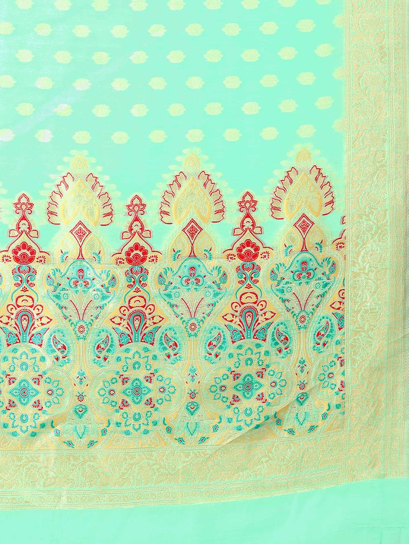 ethnic motifs woven saree with blouse - 17707360 - Zoom Image - 3