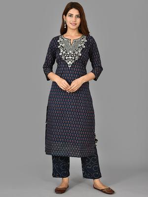 printed kurta pant set with face mask - 17707378 - Standard Image - 2