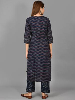 printed kurta pant set with face mask - 17707378 - Standard Image - 4