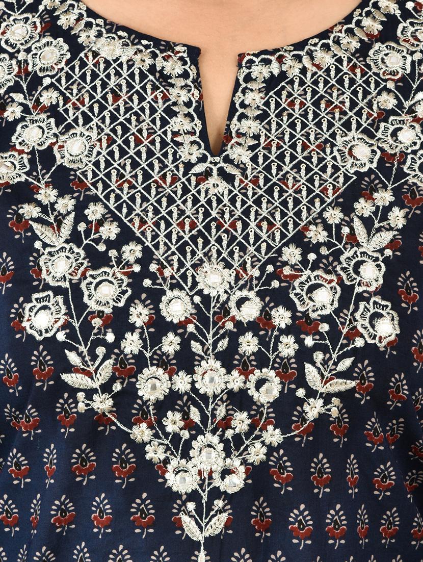 printed kurta pant set with face mask - 17707378 - Zoom Image - 5