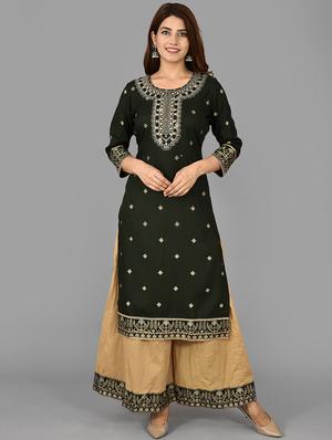 embroidered kurta sharara set with face mask - 17707381 - Standard Image - 2