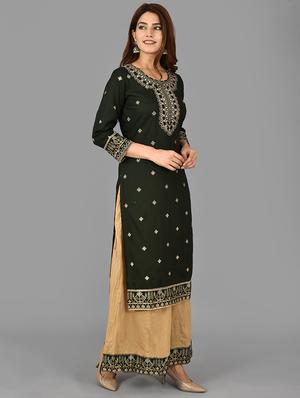 embroidered kurta sharara set with face mask - 17707381 - Standard Image - 3