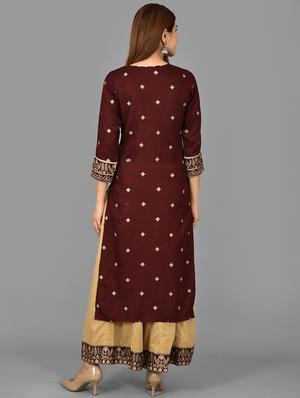 maroon kurta sharara set - 17707453 - Standard Image - 4