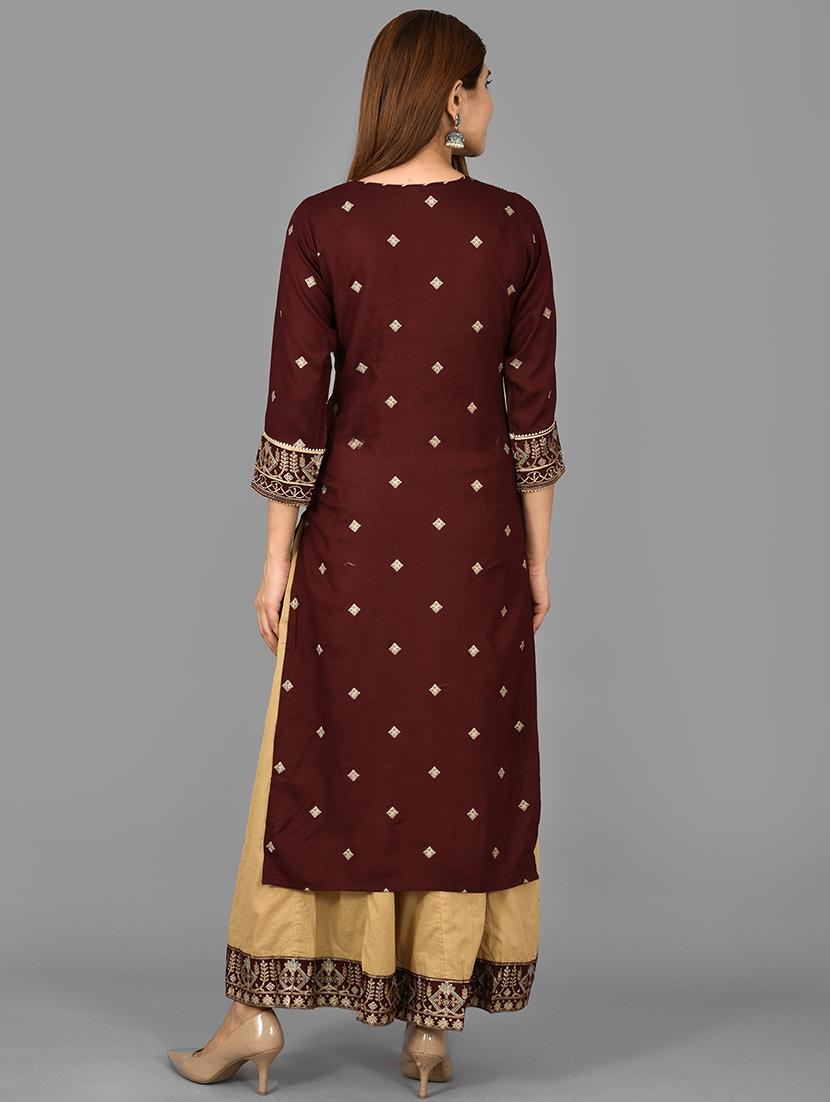 maroon kurta sharara set - 17707453 - Zoom Image - 4